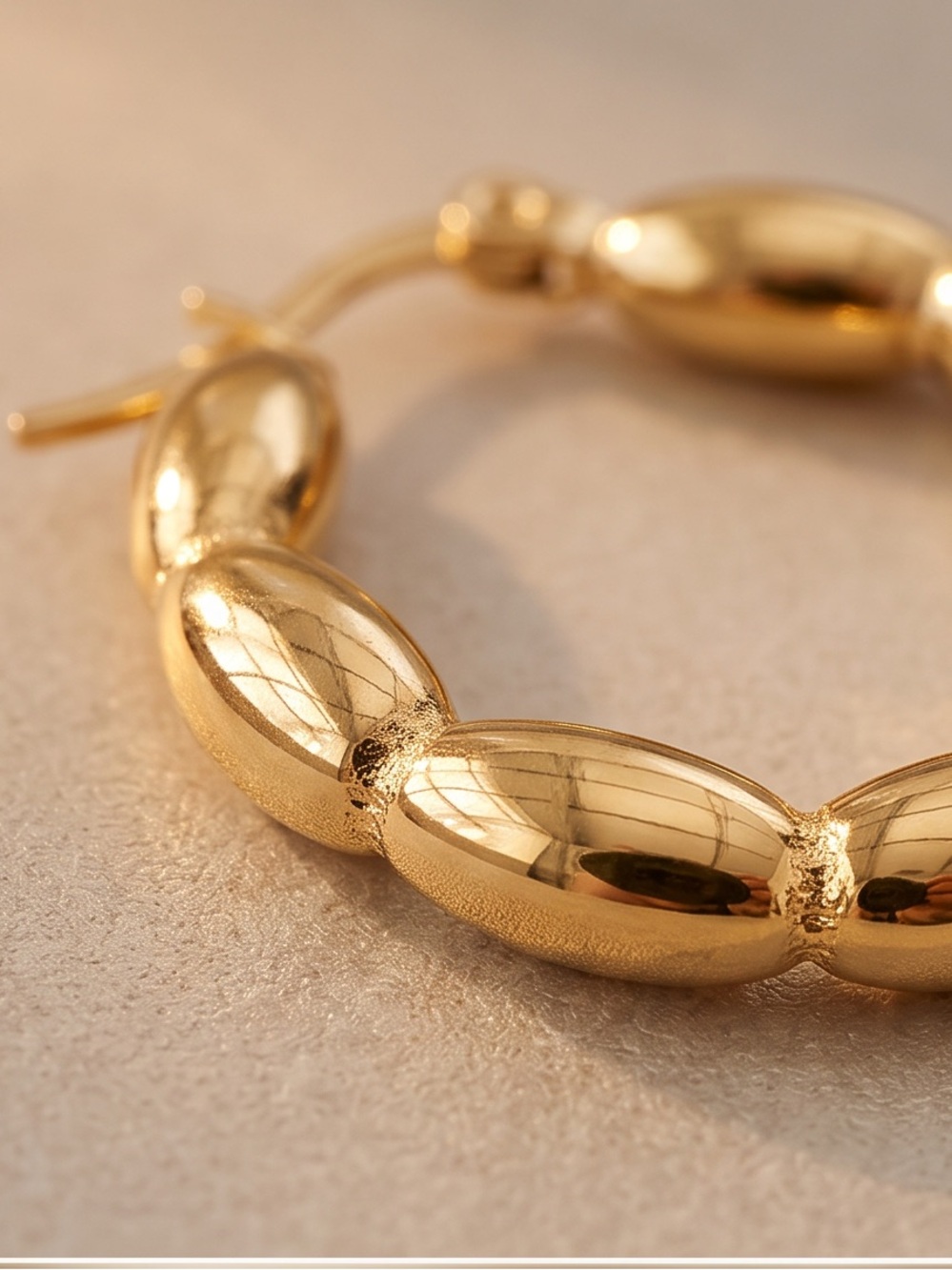 Classic Gold-Tone Beaded Hoop Earrings - Women Jewelry size 1 inch